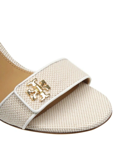 Shop Tory Burch Kira Canvas And Leather Sandals In Nude And Neutrals