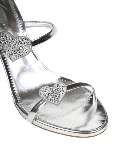 Shop Giuseppe Zanotti Harmony Love Mirror Leather Sandals In Silver