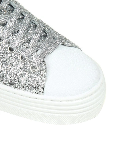 Shop Chiara Ferragni Platform Silver Glitter Sneakers
