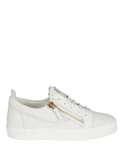 Shop Giuseppe Zanotti Nicki Croco Print Leather Sneakers In White