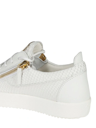 Shop Giuseppe Zanotti Nicki Croco Print Leather Sneakers In White