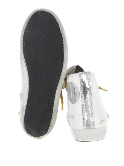 Shop Golden Goose Francy High Top Distressed Leather Sneakers In White