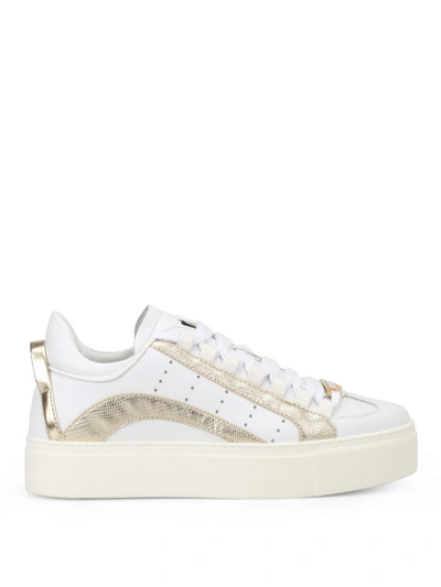 Shop Dsquared2 551 White And Gold Sneakers