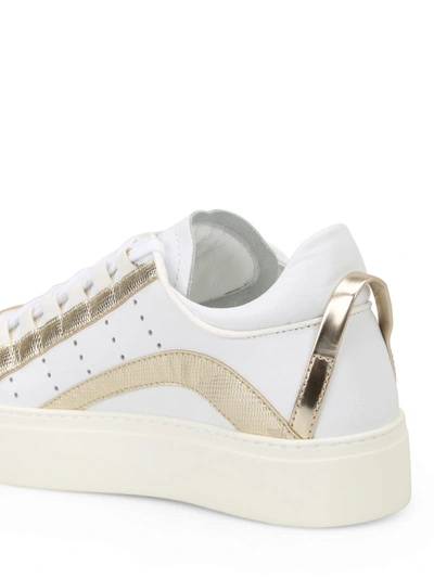 Shop Dsquared2 551 White And Gold Sneakers