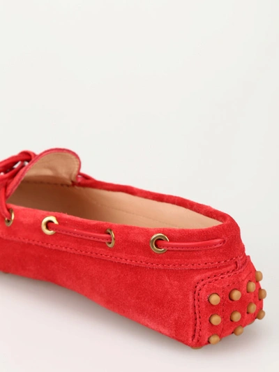 Shop Tod's Heaven Red Suede Driver Loafers