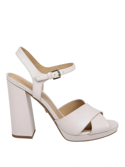 Shop Michael Kors Alexia Ivory Leather Sandals In White