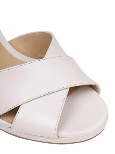 Shop Michael Kors Alexia Ivory Leather Sandals In White