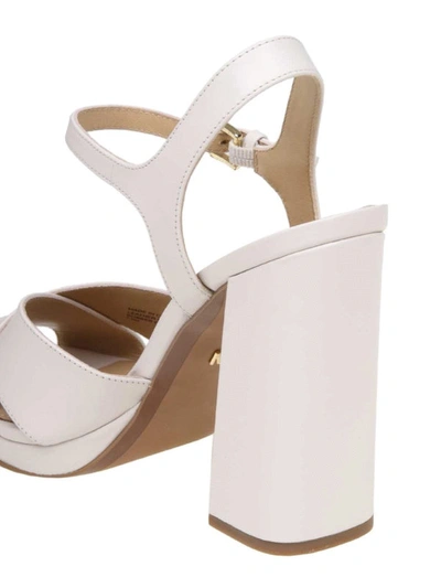 Shop Michael Kors Alexia Ivory Leather Sandals In White