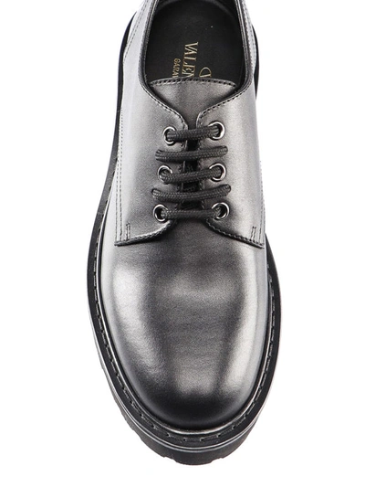 Shop Valentino Rear Vlogo Leather Derby Shoes In Black