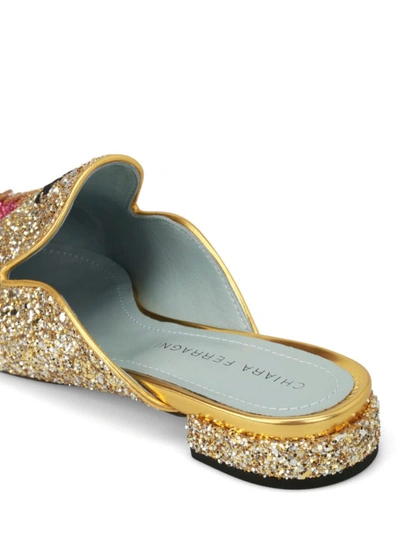 Shop Chiara Ferragni Suite Life Glitter Pointy Mules In Gold