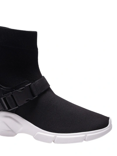 Shop Prada Sock Slip-on Sneakers With Straps In Black