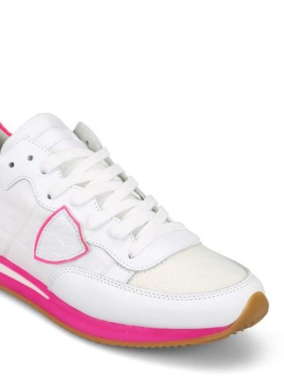 Shop Philippe Model Tropez Mondial Neon Sneakers In White