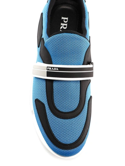 Shop Prada Cloudbust Blue Fabric Sneakers In Light Blue