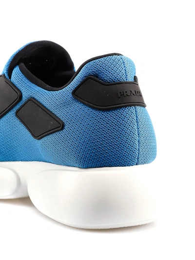 Shop Prada Cloudbust Blue Fabric Sneakers In Light Blue