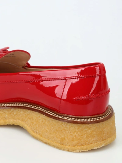 Shop Tod's Rough Rubber Sole Red Loafers With Tassels