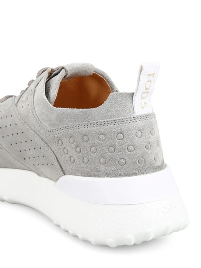 Shop Tod's Slate Grey Suede Sporty Sneakers