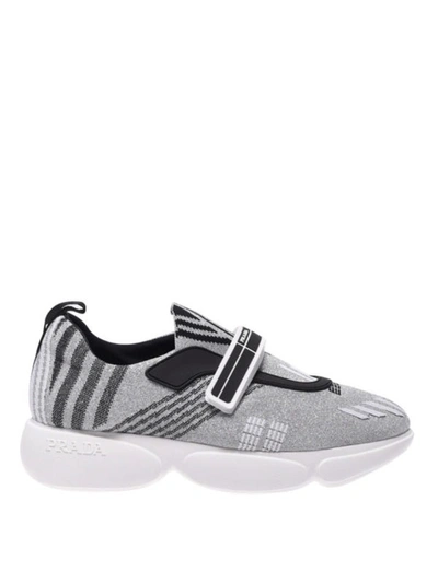 Shop Prada Silver Cloudburst Sneakers
