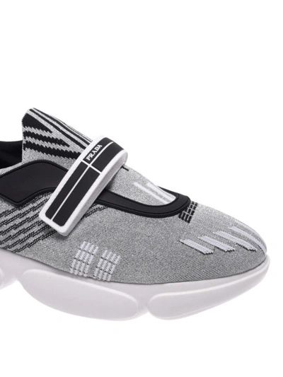 Shop Prada Silver Cloudburst Sneakers