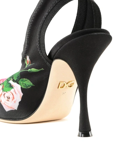 Shop Dolce & Gabbana Floral Black Fabric Sling Back