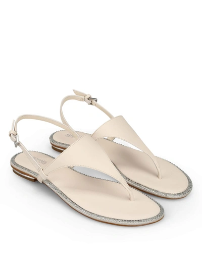 Shop Michael Kors Enid Embellished Thong Sandals In White
