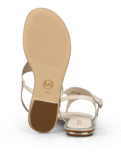 Shop Michael Kors Enid Embellished Thong Sandals In White