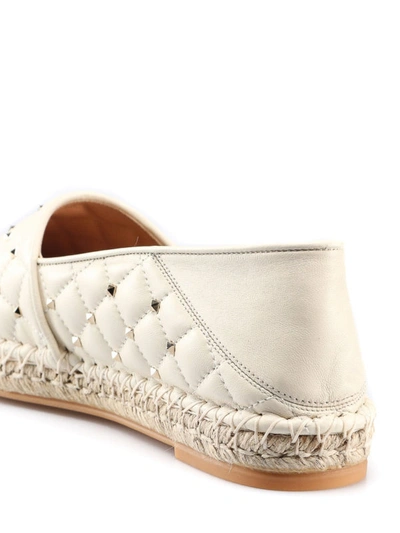 Shop Valentino Rockstud White Leather Espadrilles