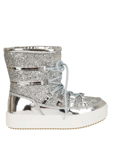 Shop Chiara Ferragni Flirting Glitter Snow Boots In Silver