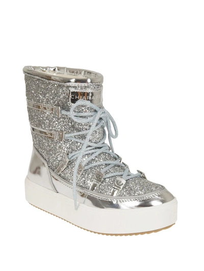 Shop Chiara Ferragni Flirting Glitter Snow Boots In Silver