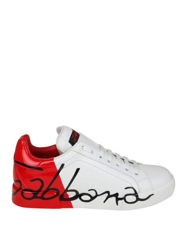 dolce and gabbana white and red sneakers