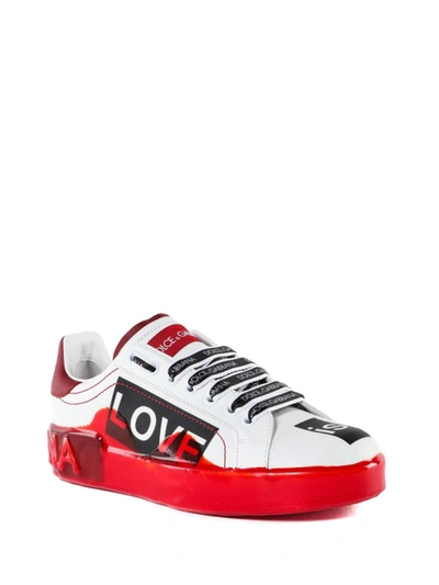 Shop Dolce & Gabbana Portofino Red And White Melt Sneakers
