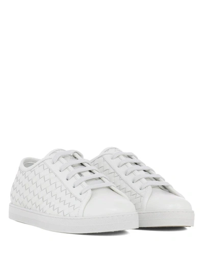 Shop Bottega Veneta Carmel Hand-woven Leather Sneakers In White