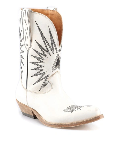Shop Golden Goose Wish Star White Leather Boots