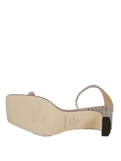 Shop Sergio Rossi Sr1 Jewel Open Toe Nude Suede Sandals In Nude And Neutrals