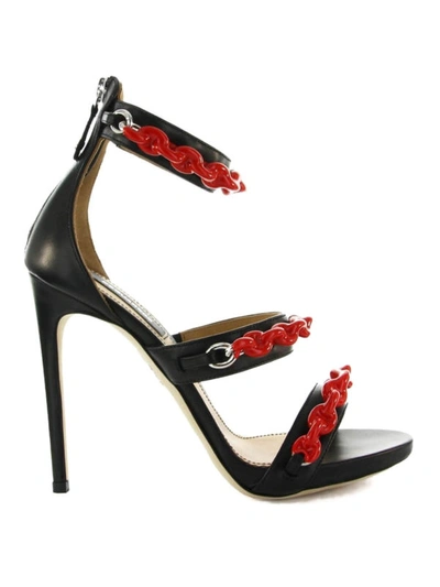 Shop Dsquared2 Punk Rubberized Chain Leather Sandals In Black