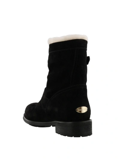 Shop Jimmy Choo Youth Shearling Ankle Boots In Black