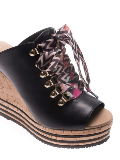 Shop Hogan H361 Sandals With Coloured Laces In Black