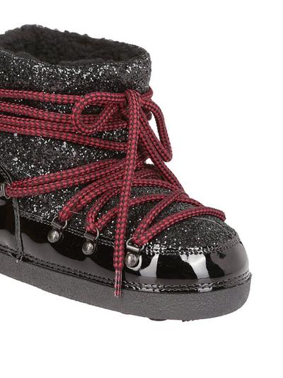 Shop Dsquared2 Laces Detailed Glittered Snow Boots In Black