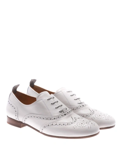 Shop Church's White Leather Oxford Brogues