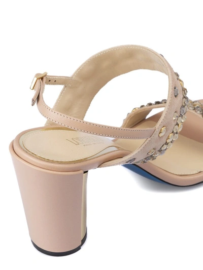 Shop Loriblu Embellished Pink Suede Heeled Sandals