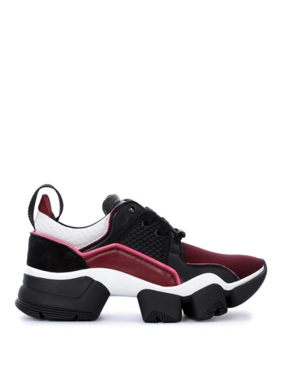 Shop Givenchy Jaw Leather And Neoprene Sneakers In Burgundy