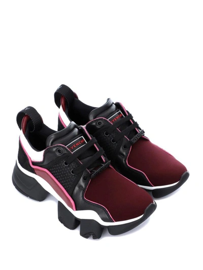 Shop Givenchy Jaw Leather And Neoprene Sneakers In Burgundy