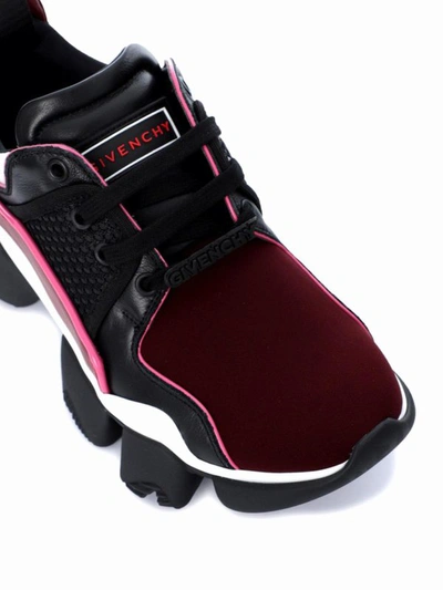 Shop Givenchy Jaw Leather And Neoprene Sneakers In Burgundy