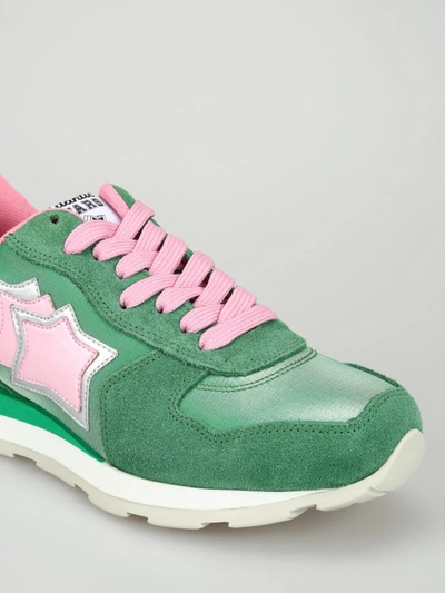 Shop Atlantic Stars Vega Green And Pink Sneakers