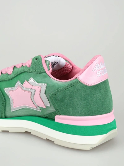 Shop Atlantic Stars Vega Green And Pink Sneakers