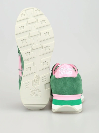 Shop Atlantic Stars Vega Green And Pink Sneakers