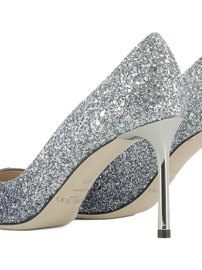 Shop Jimmy Choo Romy 85 Glittered Pumps In Silver