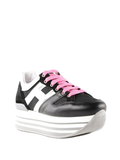 Shop Hogan Maxi H222 Black Striped Platform Sneakers