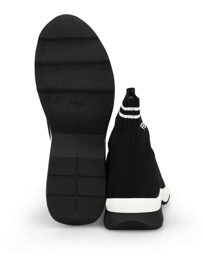 Shop Fendi Black Tech-fabric Boot Sneakers