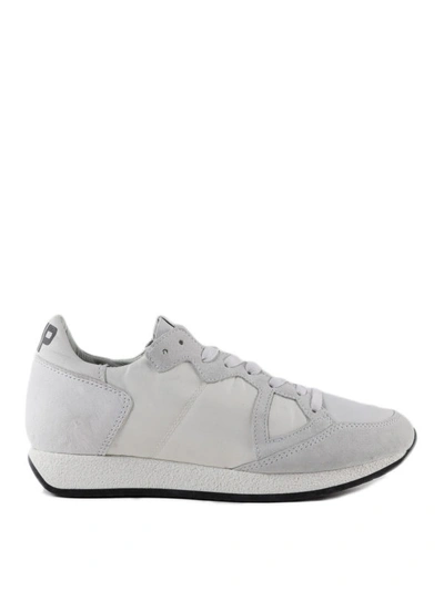Shop Philippe Model Monaco Vintage White And Grey Sneakers