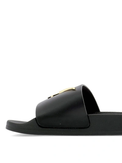 Shop Giuseppe Zanotti Leather Slide Sandals With Signature In Black